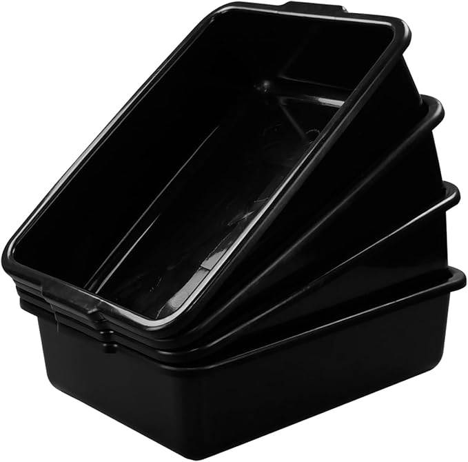 Pekky 32L Large Commercial Bus Box Wash Basin Tub Black 4 Pack
