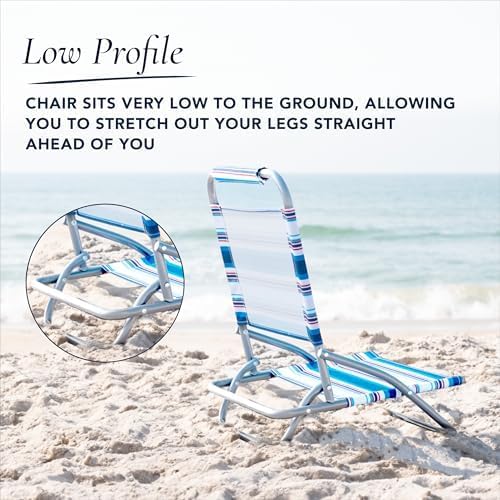 Caribbean Joe Folding Beach Chair 1 Position Lightweight and Portable Foldable Outdoor Camping Chair Red White and Blue Stripe