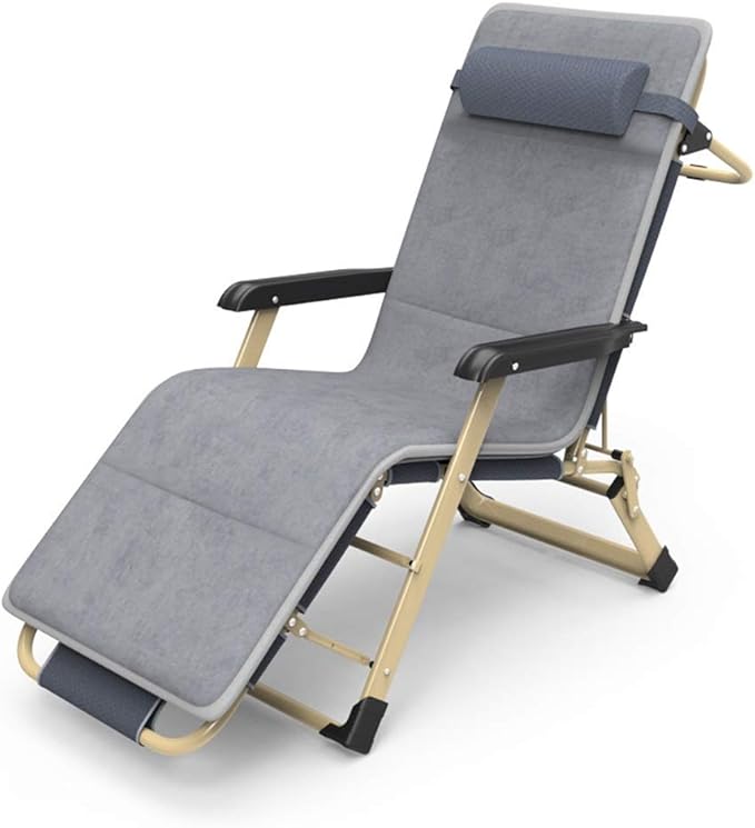 Patio Lounge Chairs Reclining ChairFolding ChairLunch BedCotton PadRecliner PadPaddedNapping ChairOffice Lunch Break Chair97 x 52 x 95cm Durable