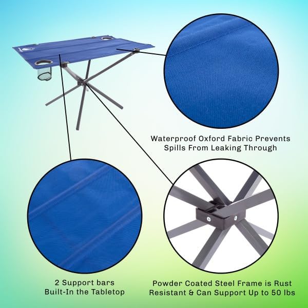Camp Table - Outdoor Folding Table with 4 Cupholders and Carrying Bag for Camping Beach Picnic Sporting Events and More by Wakeman Outdoors | Outdoor 4 Cupholders Carrying Bag Camping Beach P