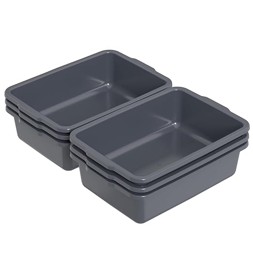 24 L Plastic Commercial Bus Boxes Wash Bus Tub Gray 6 Packs