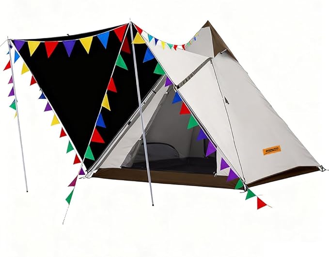 Outdoor Pyramid Dome Camping Tent for 2-6 Person 4 Season Waterproof Windproof Anti-UV Family Outdoor Camping Tent with Carry Bag