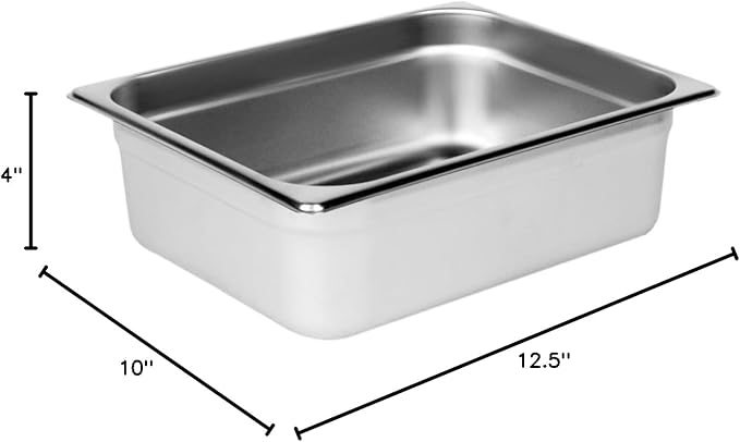 Soro Essentials- Half Size 4 Deep Stainless Steel Anti-Jamming Steam Table Pan 22 Gauge- Chafer Food Pan Stackable Anti-Jam Steam Pan for Hotel Restaurant Supplies Party Buffet Event Catering
