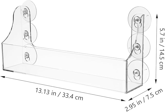 Ciieeo Suction Rack Transparent Acrylic Drink Rack for Refrigerator 13.14X5.70X2.95 Inch Suction Cup Mounted Beverage Storage Shelf Organizer for Fridge Door and Shower Wall