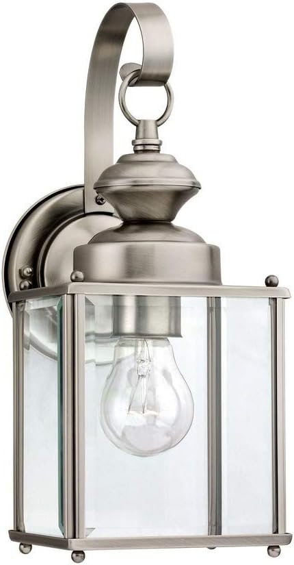 Sea Gull Lighting 8457-965 Jamestowne Transitional One - Light Outdoor Wall Lantern Outside Fixture Antique Brushed Nickel Finish