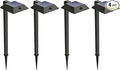 Mesh Linkable Series 4-Pack Solar LED Security Pathway Light w/ LiFePO4 Battery 300LM Auto-linking 110°x16 ft Motion Detection CCT 3000K/4000K/5000K 4-Channel Settings Stainless Steel Black