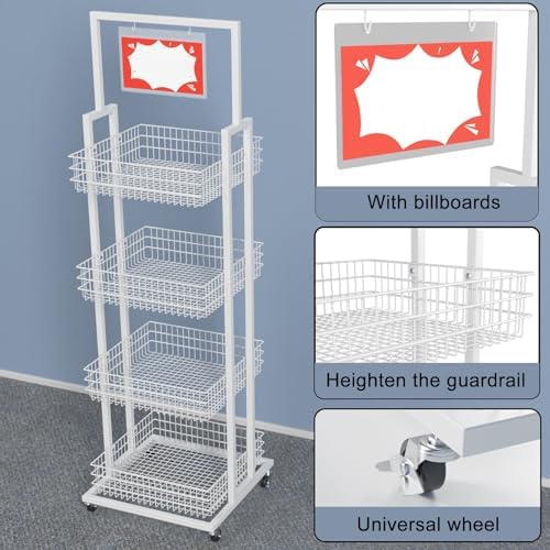 4 Tier Metal Wire Snack Display Rack Versatile Storage Shelf for Fruits Vegetables Perfect for Kitchen Office Retail &amp Markets