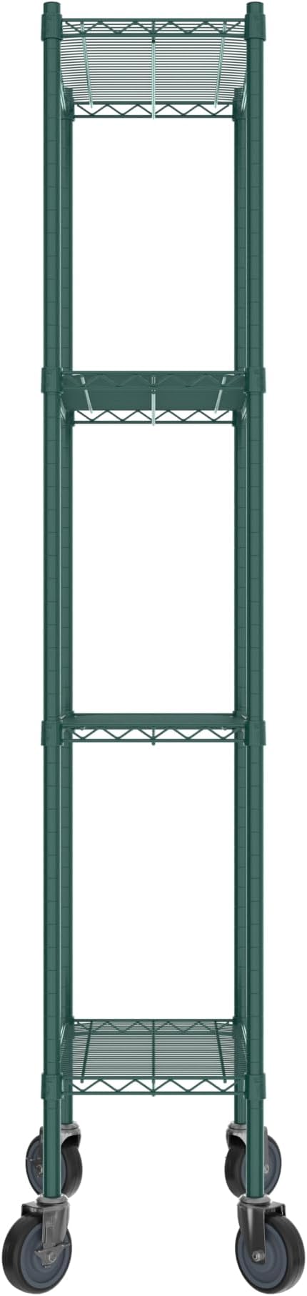Commercial NSF Listed Green Epoxy Mobile Wire Shelving Kit 14 x 24 x 80 with 4 Shelves Perfect for Warehouse Walk-in Refrigerator Freezer Grocery Store Restaurant Dishroom