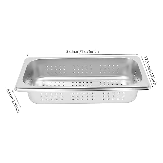 Hotel Pans 2-Pack 1/3 Size Stainless Steel Perforated Steam Table Pan--2 Deep Food Grade Anti-Jam Buffet Pan for Kitchen Drain &amp Steam Vegetable Dishwasher/Oven/Freezer Safe 12.75*6.89*2in