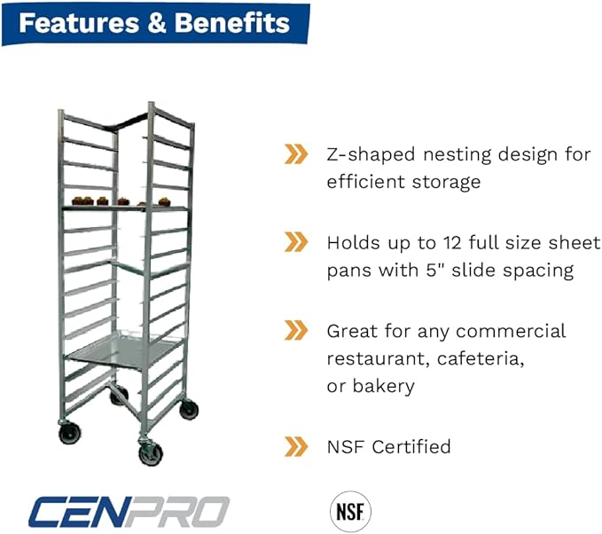 Commercial Fully Welded Nesting 12-Tier Aluminum End Load NSF Bun/Sheet Pan Rack | Bakeries Caterers Kitchens Restaurants | (#28W-124)
