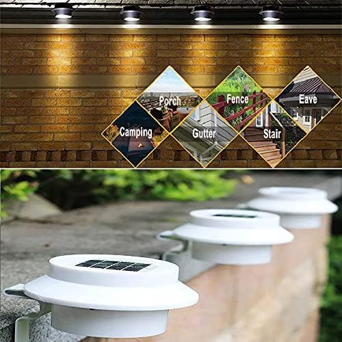 6-Pack Solar Gutter Led Lights Outdoor Solar Fence Lights Deck Lights for Eaves Garden Landscape Yard (White)