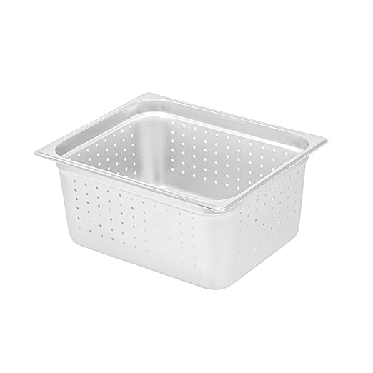 Restaurantware Steam Table Pan 1 Pack of Half Size Stainless Steel Perforated Hotel Pan Anti-Jam 6 Inch Deep Silver Commercial Kitchen Pan 24 Gauge