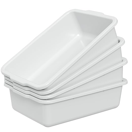 4-Pack 23 L Restaurant Plastic Bus Bins Large Bus Box Commercial for Kitchen Organization White