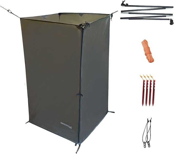 onewind Portable Privacy Shower Tent with Pole Ultralight Camping Shower Shelter Portable Toilet Tent Bathroom Tent Privacy Changing Dressing Room for Outdoor Use Camping Hiking Backpacking