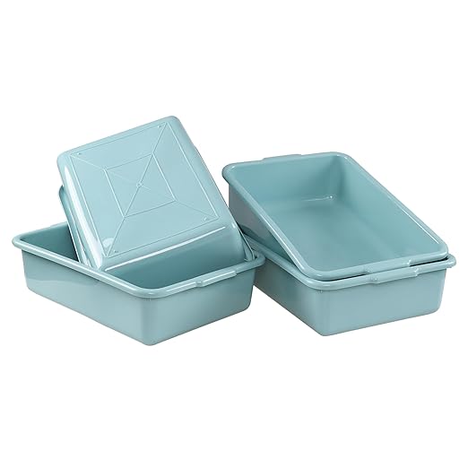 Jekiyo 4 Packs 13 L Commercial Bus Tub Plastic Dishpan Washing Basin