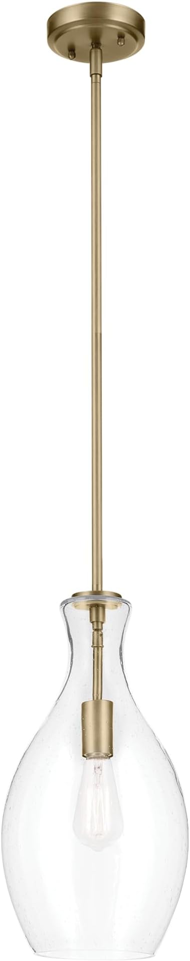 Kichler Everly 17.75 1 Light Hour Glass Pendant Clear Glass Natural Brass