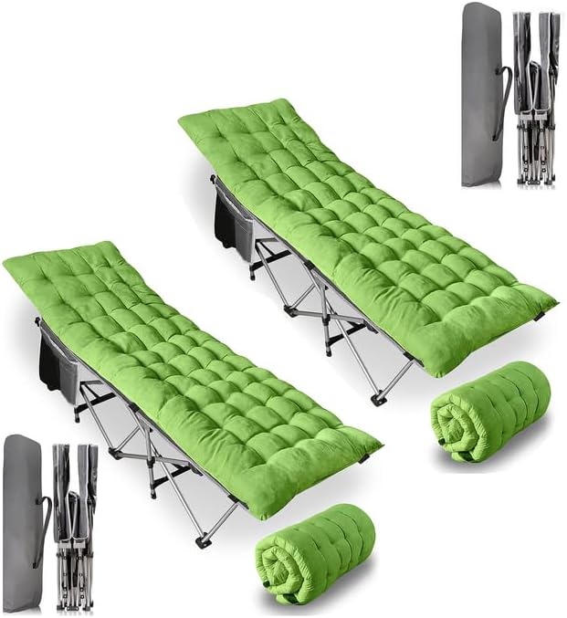 ZONETECH Folding Outdoor Camping Travel Cot and Cot Pad - Premium Quality Lightweight Portable Heavy Duty Adult &amp Kids Travel with Large Pocket and Cushion