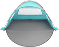 Oileus Beach Tent 2-3 Person Portable Sun Shade Shelter UV Protection Extended Floor Ventilating Mesh Roll Up Windows Carrying Bag Stakes 6 Sand Pockets Fishing Hiking Camping Sky Blue