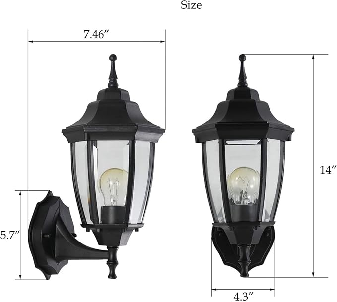 2-Pack Waterproof Aluminum Outdoor Light Fixture Wall Mount Exterior Porch Lights Outdoor Wall LampAnti-Rust Porch Lights for Outside Garage Patio Exterior Lights for House