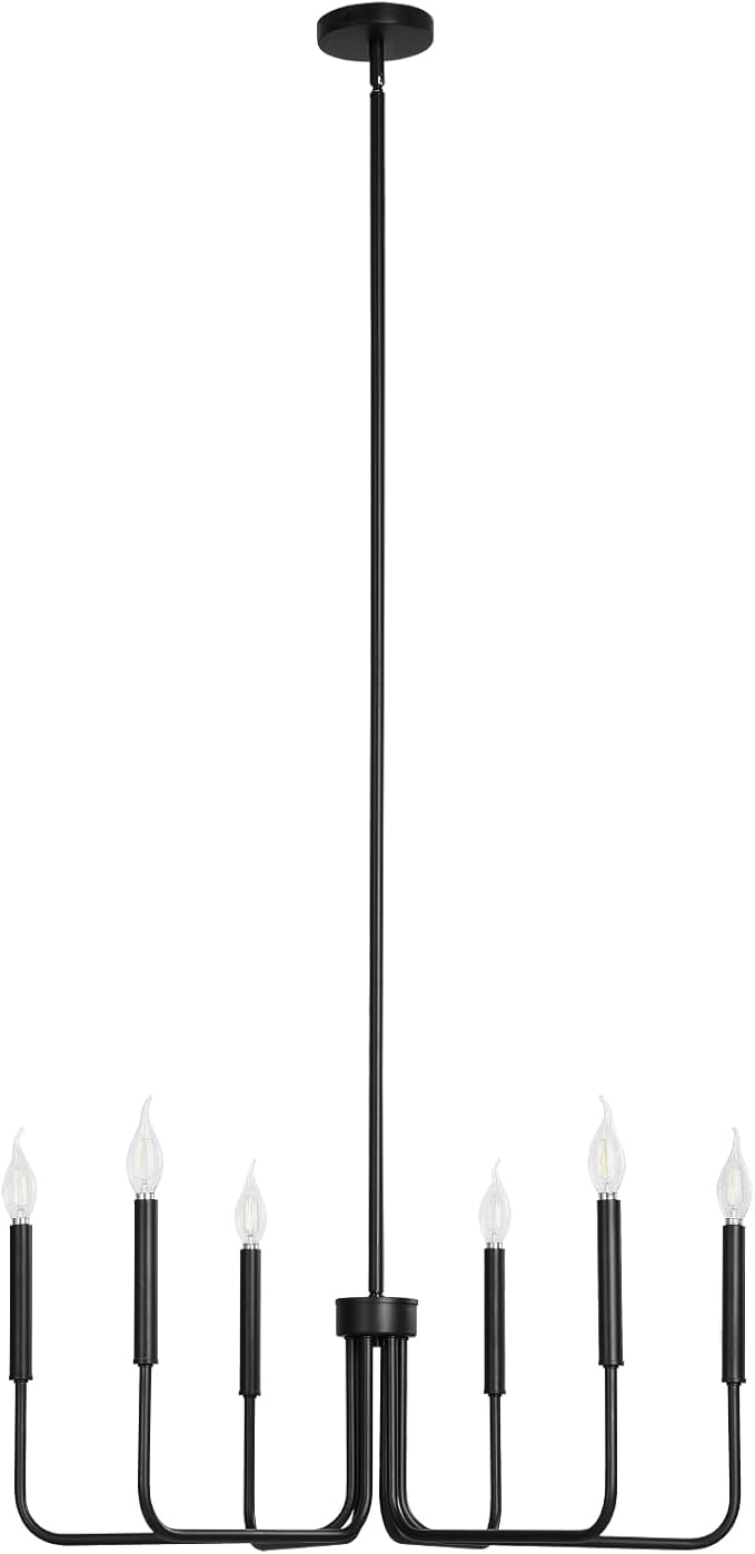 VEVOR 6-Light Chandelier Metal Farmhouse Chandelier Adjustable Height Dining Room Hanging Light Fixture for Ceilings Modern Chandelier for Bedroom Foyer Hall Kitchen Living Room and Entryway