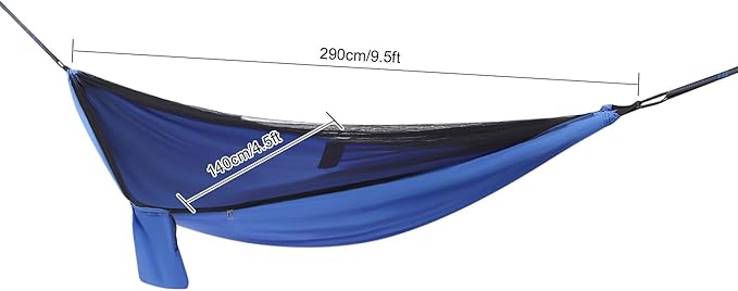 Camping HammockPortable Camping Hammock with Mosquito Net and Waterproof Tarp200kg Heavy-Duty Hammock for BackpackingHikingTravel-Lightweight and Compact Blue Design