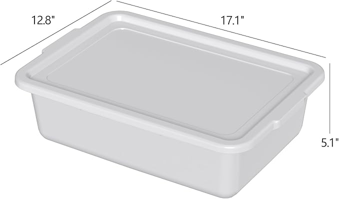 12 Pack 13 Liter Commercial Bus Tub with Lids Plastic Bus Box with Lid Gray
