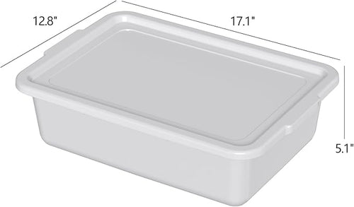 12 Pack 13 Liter Commercial Bus Tub with Lids Plastic Bus Box with Lid Gray