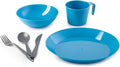 GSI Outdoors Cascadian 1 Person Table Set I 6-Piece Camping Backpacking Mess Kit Plastic BPA Free Plate Bowl Mug Cup &amp Cutlery Set