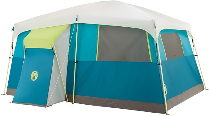 Coleman Tenaya Lake 8-Person Cabin Tent with Built-in Closet Fast-Pitch Tent Sets Up in Under 10 Mins Family Tent with Rainfly &amp Wheeled Carry Bag