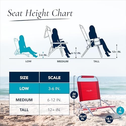Caribbean Joe Folding Beach Chair 1 Position Lightweight and Portable Foldable Outdoor Camping Chair Red