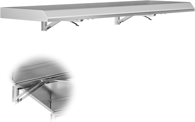 Stainless Steel Folding Shelf 36 x 12 for Food Truck Fold Down Concession Shelf for Serving