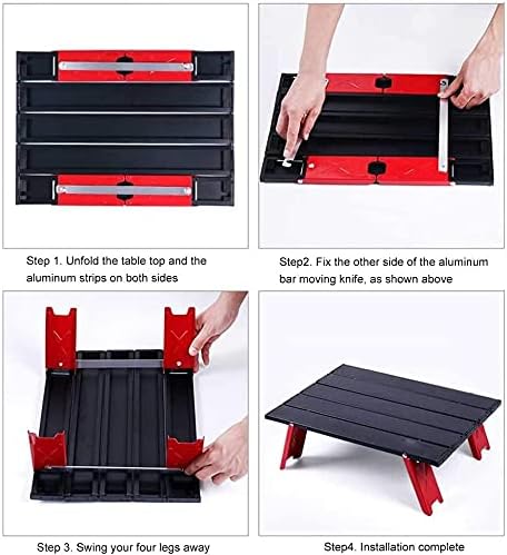 Mini Folding Camping TablePortable Folding TableAluminium Portable Folding Dining TableTent Camping TableEasy to Carryfor Camping Hiking Picnic Travel BBQBlack