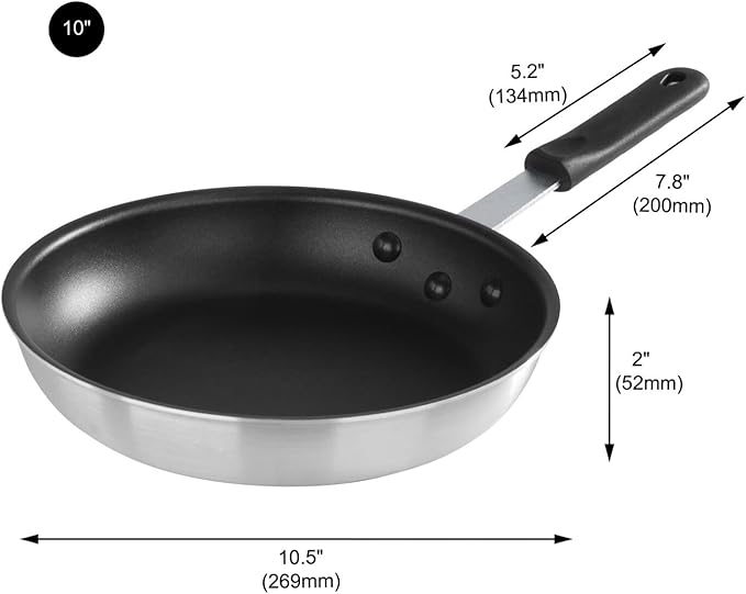 New Star Foodservice 10-Inch Nonstick Aluminum Fry Pan with Heat-Resistant Handle Sleeve 2.0-Inch Depth