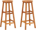 2-Piece Bar Stool Set Solid Acacia Wood Bar Chairs with Footrest for Kitchen Dining Room Outdoor Modern Design Durable Construction Comfortable Seating Easy