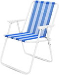 Camping Folding Chair High with Padded Armrests Lightweight Steel Frame Portable Reclining Outdoor Chair for Lawn Garden Patio