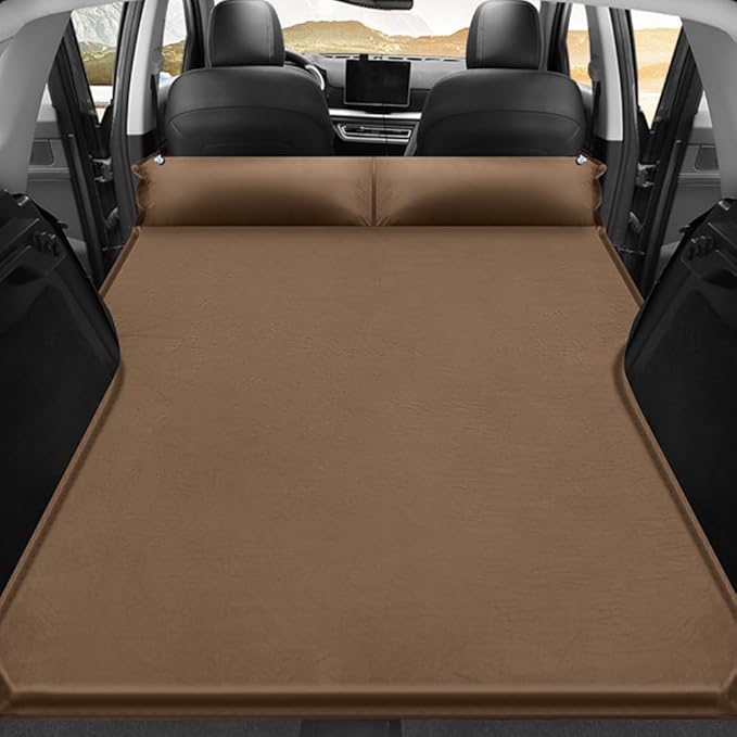 Car Inflatable Mattress for Ford Mustang Mach-E 2021 2022 2023 2024 Back Seat Air Mattress Thickened Air Bed Cushion Rear Trunk Sleeping Mattress Camping TravelBrown01