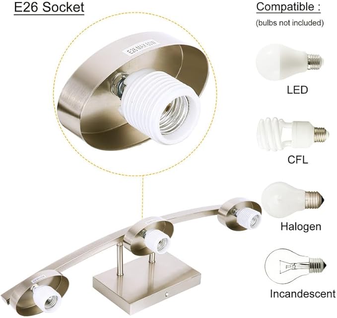 3 Light Bathroom Vanity Light Over Mirror Modern Brushed Nickel Vanity Lights with Milky Glass Shade 23 inches Vanity Lighting Fixtures for Bathroom Lighting
