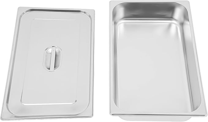 Food Pan with Lid 4-Pack Stainless Steel Steam Table Pans 4 Inch Deep 0.8mm Thick Anti-Jam Commercial Food Pan with Lids for Buffet Catering Restaurant Hotel Party &amp Home Kitchen Storage