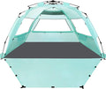 WhiteFang Deluxe Pop Up Beach Tent Sun Shade Shelter for 3-4/5-6 Person UV Protection Extendable Floor with 3 Ventilating Windows Plus Carrying Bag Stakes and Guy Lines