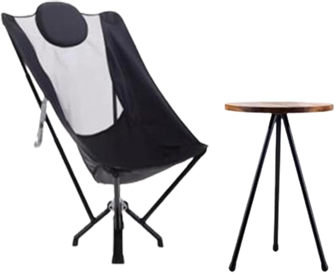 High-End Outdoor Folding Moon Chair with Headrest Aluminum Frame 500kg Capacity Nylon Seat Side Pockets Carry Bag for Camping Picnic Travel
