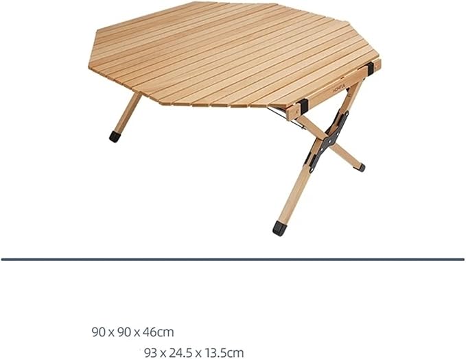 Picnic Tables Outdoor Solid Wood Octagonal Egg roll Table Camping Folding Table Portable Courtyard Barbecue self-Driving Picnic Table