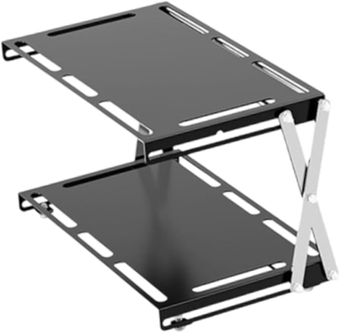 Camping Foldable Storage Rack Outdoor Tabletop Camping Stand Portable Easy to Install Cookware Storage Rack for Barbecue Double Layers