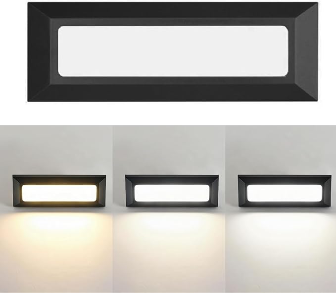 ZONK Upgraded Dimmable 3 Color LED Outdoor Indoor Step Lights 3000K/4000K/5000K 3W 180lm Waterproof IP65 Deck Stair Light Retaining Wall Lights 3 Pack
