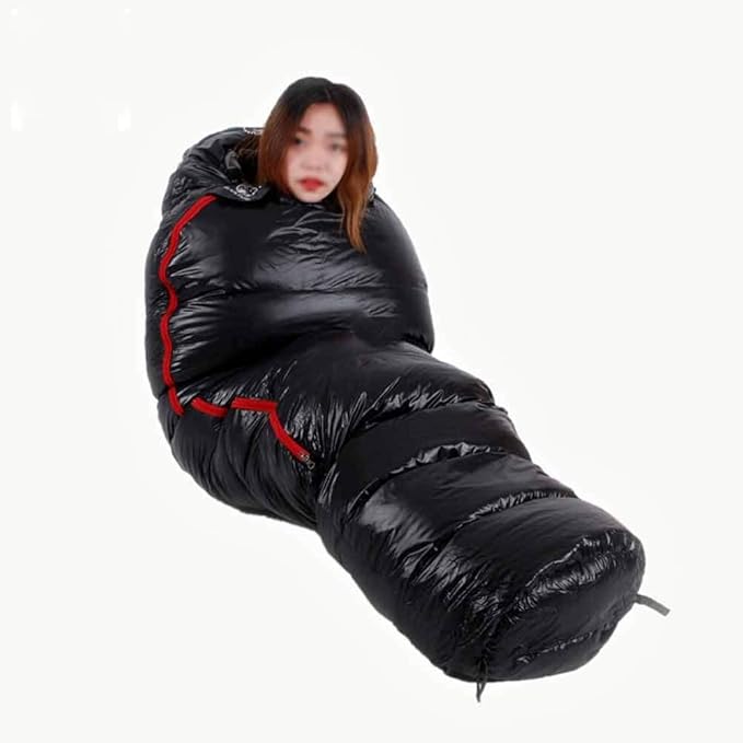 Warm White Goose Down Filled Adult Sleeping Bag Fit for Winter Thermal of Thickness Camping Travel