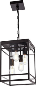 Large Outdoor Pendant Light for Porch Oil Rubbed Bronze Outdoor Hanging Light Fixture with Clear Glass Shade Exterior Linear Chandelier Hanging Lantern for Outside PatioFront Door