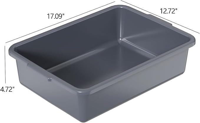 Morcte 12-Pack 13 L Commercial Bus Box Plastic Bus Tub/Wash Basin Gray