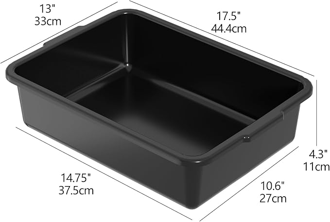Set of 12 15 L Plastic Bus Tub Commercial Bus Box Black Restaurant Food Service Dish Tub