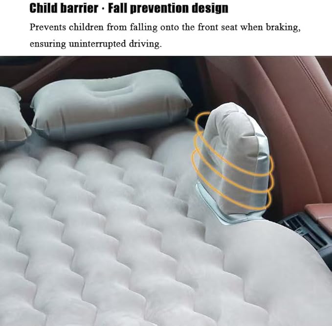 Car Air Mattress for Ram 3500 5th Gen Inflatable Back Seat Sleeping Pad with Pump &amp 2 Pillows Folding Portable Camping Bed for Travel&amp Road TripsBlack