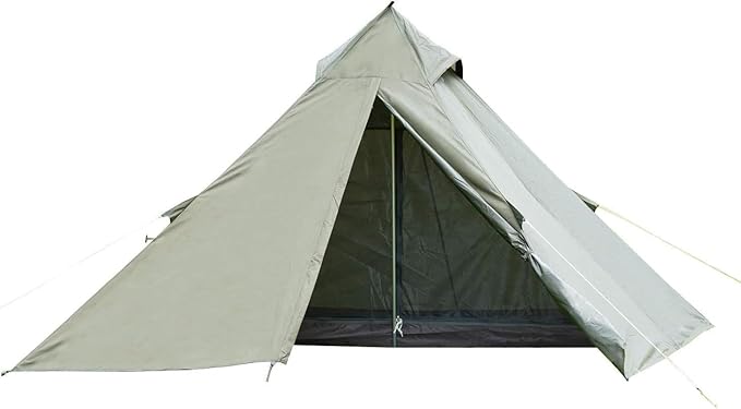Camping Teepee Tent - Ultralight Backpacking Tent for 1 Person Waterproof With Mosquito Net Included Solo Green