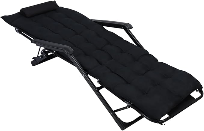3 in 1 Oversized Folding Camping Cot 20 * 35 3+2 Positions Adjustable Patio Chaise Lounge Chair Sleeping Cots for Adults Portable Cot Bed Lawn Recliner for Bedroom Pool Beach Black